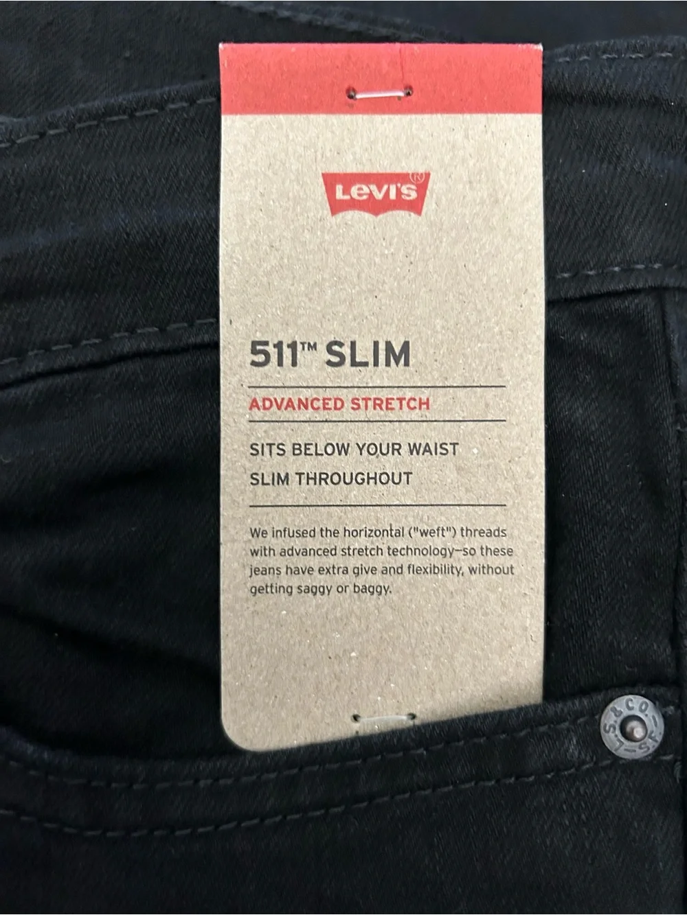Levi's 511 Slim Jeans Men's Size 32x34 Black Denim Stretch Classic